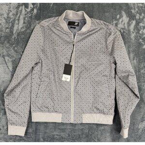 J.Ferrar Mens Grey Diamond Pattern Zip-Up Bomber Jacket Size M